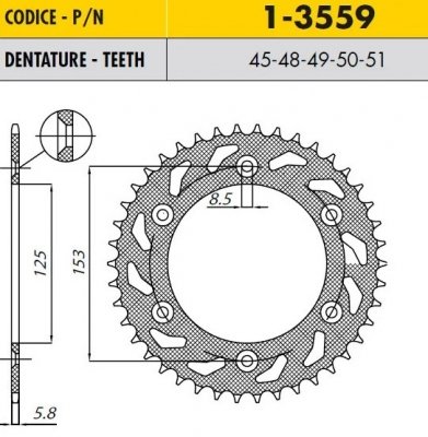 Звезда задняя SunStar SS 1-3559-50