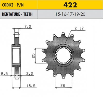 Звезда передняя SunStar 42217