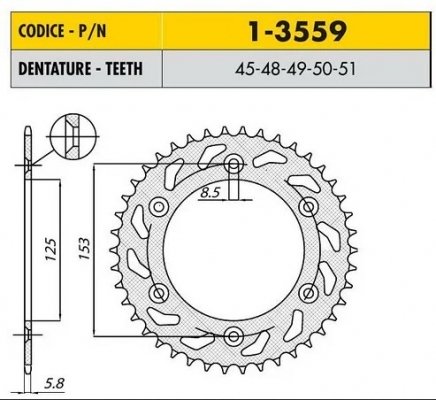 Звезда задняя Sunstar SUNF 1-3559-50