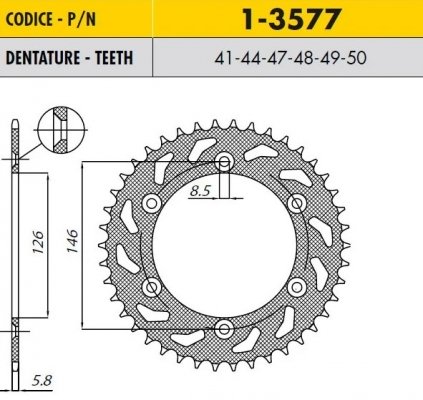 Звезда задняя SunStar SS 1-3577-47