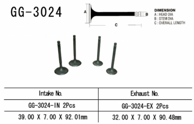 Клапан впускной VESRAH GG-3024-IN