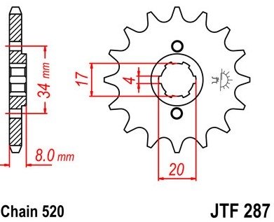 JTF287.14 - звезда передняя (ведущая) под 520 цепь, 14 зубьев