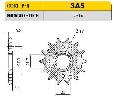 Звезда передняя SunStar 3A516