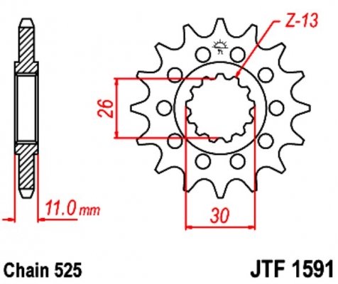 Звезда передняя Yamaha YAMAHA FZ8 '10-'15, MT 09 '14-'17, MT 07 '14-'18, TDM 900 '02-'13 , MT10 16-17 (JT JTF1591,16RB) 