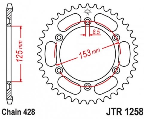 Звезда задняя 54 зуба Honda XR125L 2003-2007 (JTR1258.54)