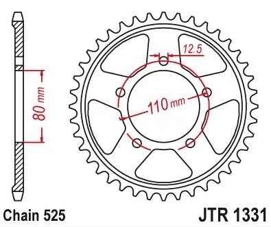 Звезда задняя JT JTR1331.42ZBK