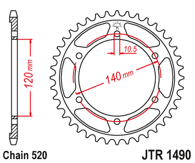 JTR1490.37 звезда задняя 37 зубьев под 520 цепь для KAWASAKI W800 2011 - 2015