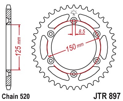 Звезда задняя JT JTR897.45