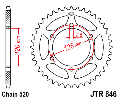 Звезда задняя JT Sprockets JTR846.43