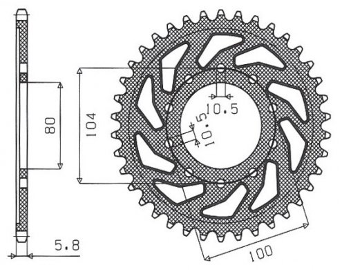 Звезда задняя SunStar 1-3356-40