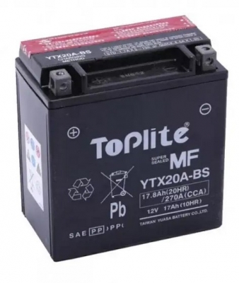 Аккумулятор Toplite YTX20A-BS (YTX20CH-BS, 18А*ч-270А)