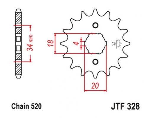 Звезда передняя HONDA XR 200R, XL 200R 1981-1983 (JT JTF328.15)