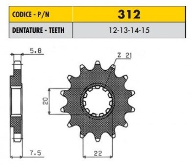 Звезда передняя SunStar 31213 для Honda CR 125R 2004-2007, CRF 250R/X 2004-2017 (JTF1323.13)