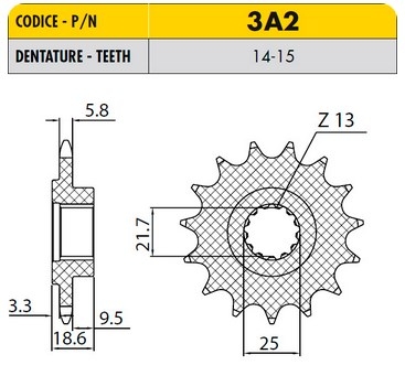 Звезда передняя SunStar 3A215