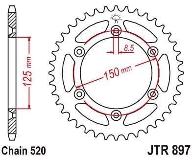 Звезда задняя 50 зубов для KTM EXC/SX/EXC-F 200/250/300/400/450/530 (JTR897.50)