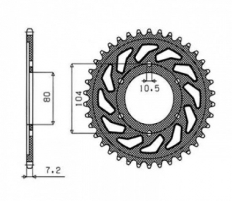 Звезда задняя SunStar 1-4347-40