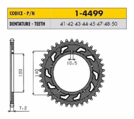 Звезда задняя SunStar SS 1-4499-42