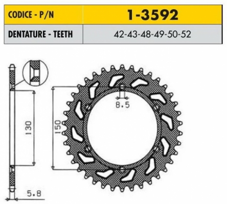Звезда задняя SunStar 1-3592-42 Звезда задняя SunStar 1-3592-42