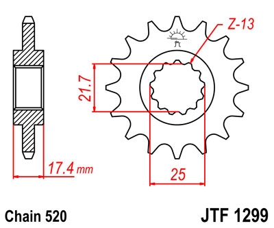 Звезда передняя JT Sprockets JTF1299.14 для мотоциклов HONDA