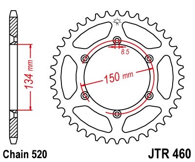 Звезда ведомая(задняя) JT JTR460.39 для мотоциклов KAWASAKI KX/KXF 1984-2020