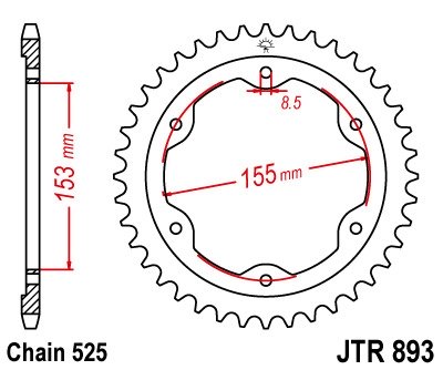 Звезда задняя JT Sprockets JTR893.38