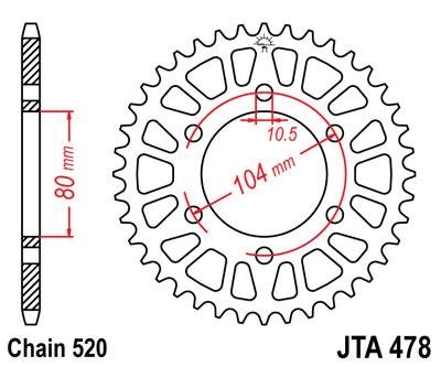 Звезда задняя JT Sprockets JTA478.44