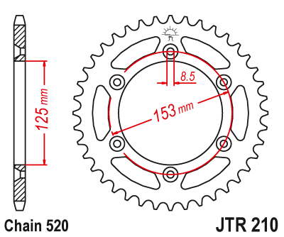 JT JTR210.47SC - звезда задняя под 520 цепь, 47 зубов, джити 210