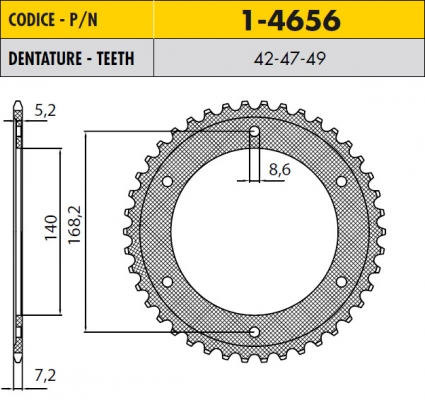 Звезда задняя SunStar SS 1-4656-42 Звезда задняя SunStar SS 1-4656-42