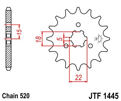 Звезда передняя KAWASAKI KX 125 1994-2004 (JT JTF1445.11)