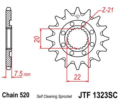 Звезда передняя JT Sprockets JTF1323.14SC Звезда передняя JT Sprockets JTF1323.14SC