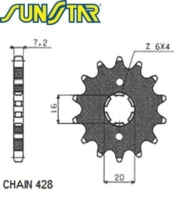 Звезда передняя SunStar SUNF228-14