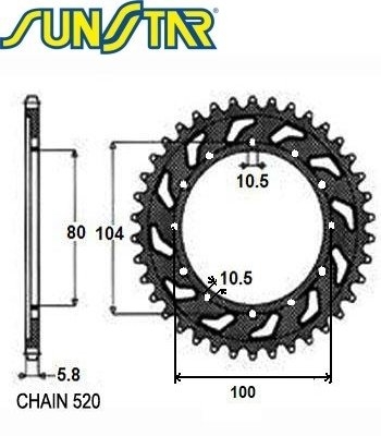 Звезда задняя SunStar SUNR1-3356-43