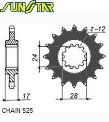 Звезда передняя SunStar SUNF412-15