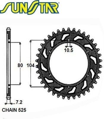 Звезда задняя SunStar SUNR1-4347-40