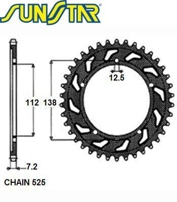 Зірка задня SunStar SUNR1-4483-43