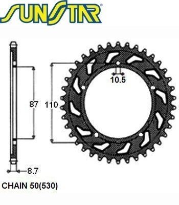 Звезда задняя SunStar SUNR1-5383-47