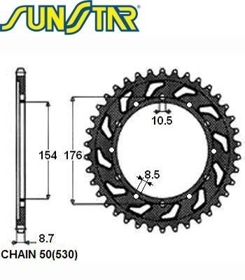 Звезда задняя SunStar SUNR1-5695-43