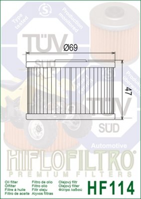 Фильтр масляный HifloFiltro HF114