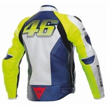 Мотокуртка кожаная Dainese G. VR46 D1 Pelle White-Blue-Green 52