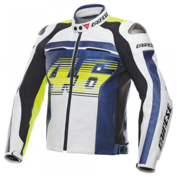 Мотокуртка кожаная Dainese G. VR46 D1 Pelle White-Blue-Green 52