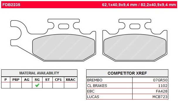 Колодки тормозные дисковые FERODO FDB2235SG