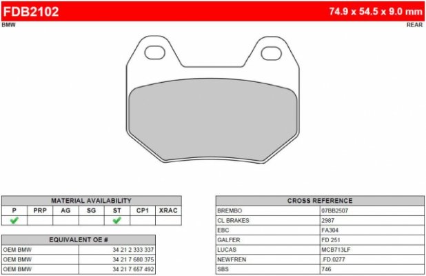 Колодки тормозные дисковые FERODO FE FDB2102P