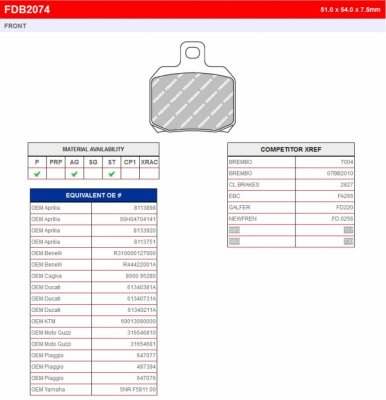 Колодки тормозные дисковые FERODO FDB2074AG