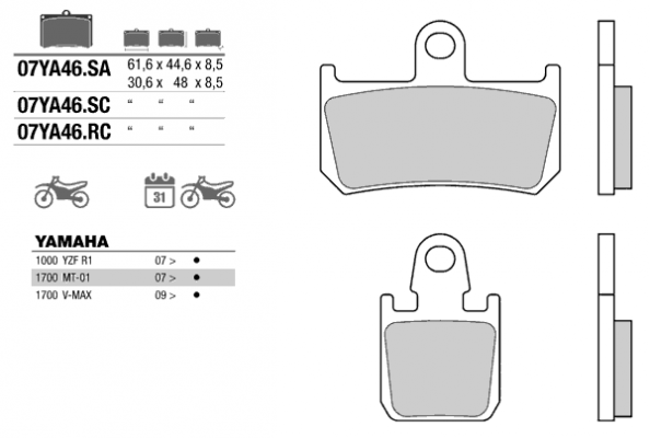 Колодки тормозные дисковые BREMBO 07YA46SA Колодки тормозные дисковые BREMBO 07YA46SA