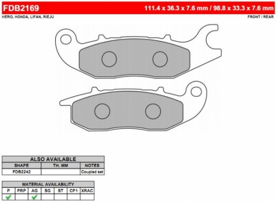 Колодки тормозные дисковые FERODO FE FDB2169EF