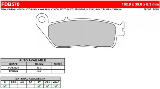 Колодки тормозные дисковые FERODO FE FDB570EF