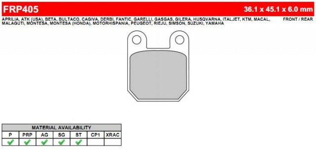 Колодки тормозные дисковые FERODO FE FRP405EF