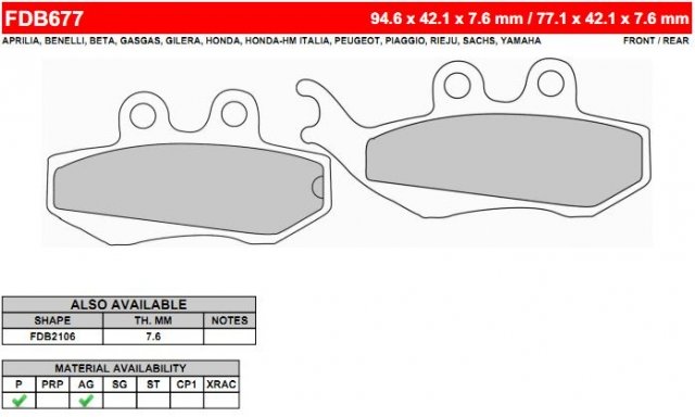 Колодки тормозные дисковые FERODO FE FDB677EF