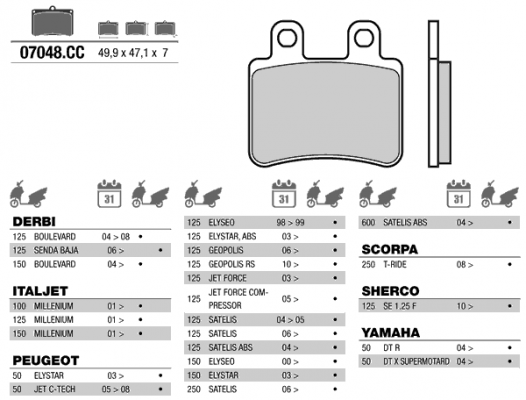 Колодки тормозные дисковые BREMBO 07048