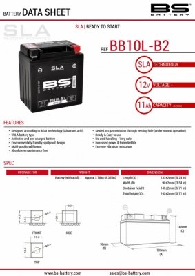 Аккумулятор BS BATTERY BB10L-B2 (YB10L-B2)